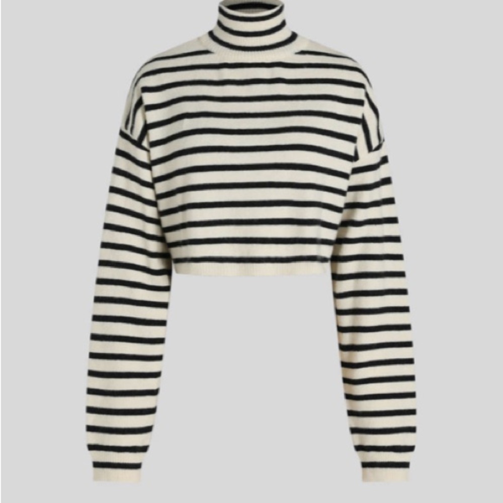 Cider Cropped Striped Sweater- Size L
